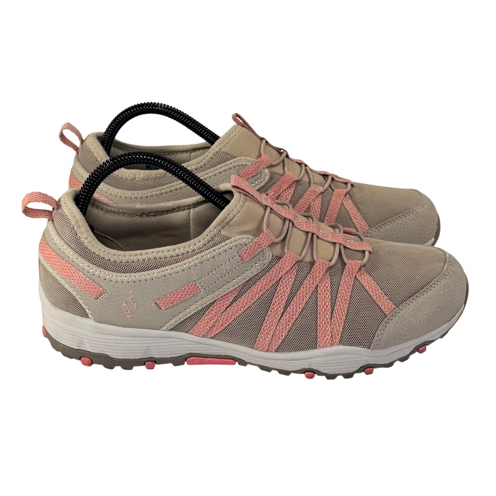 Skechers Seager Hiker Shoes Womens 10 Taupe Pink Bungee Athleisure Trail Slip On